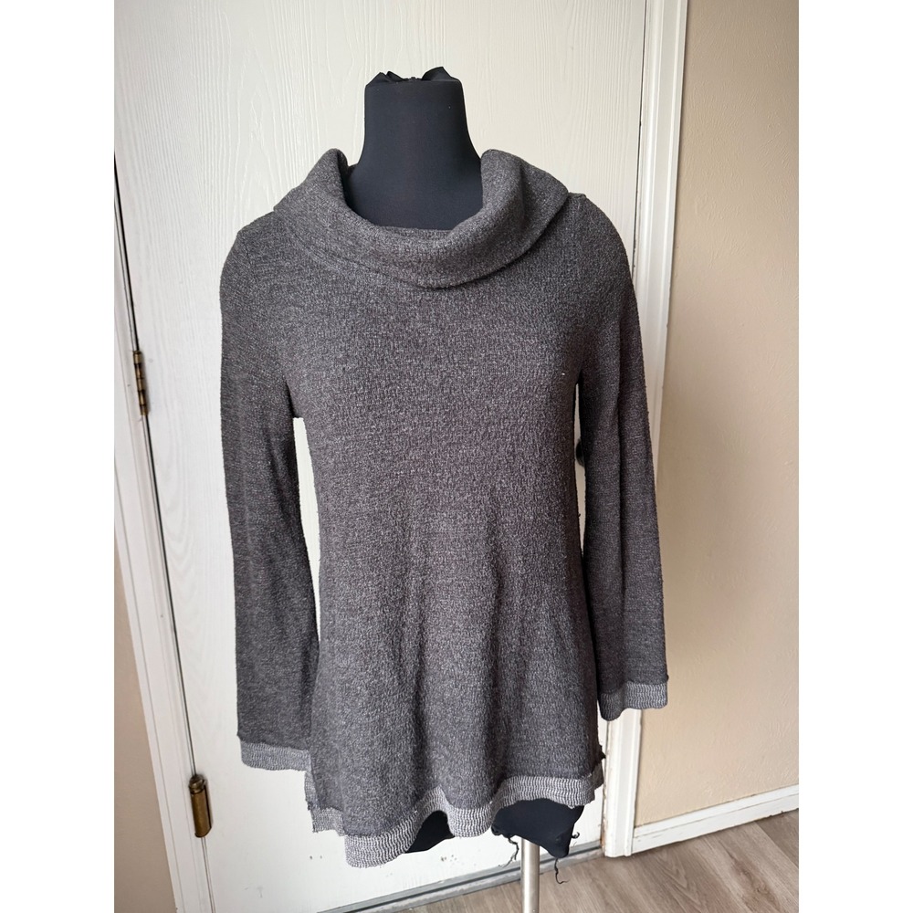 Maeve Anthropologie Cowl Neck Tunic Sweater top Gray Textured Knit Small